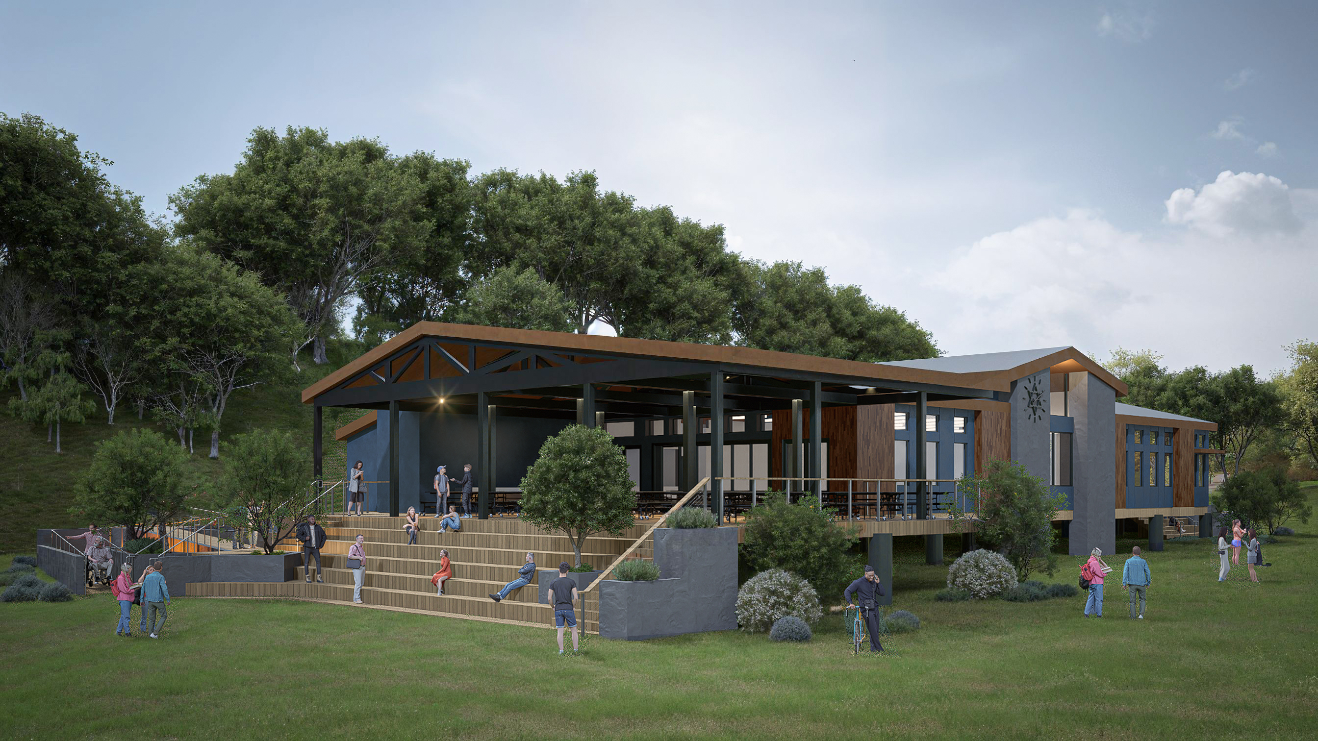 Shalom Institute dining hall, Malibu Hills — design phase rendering
